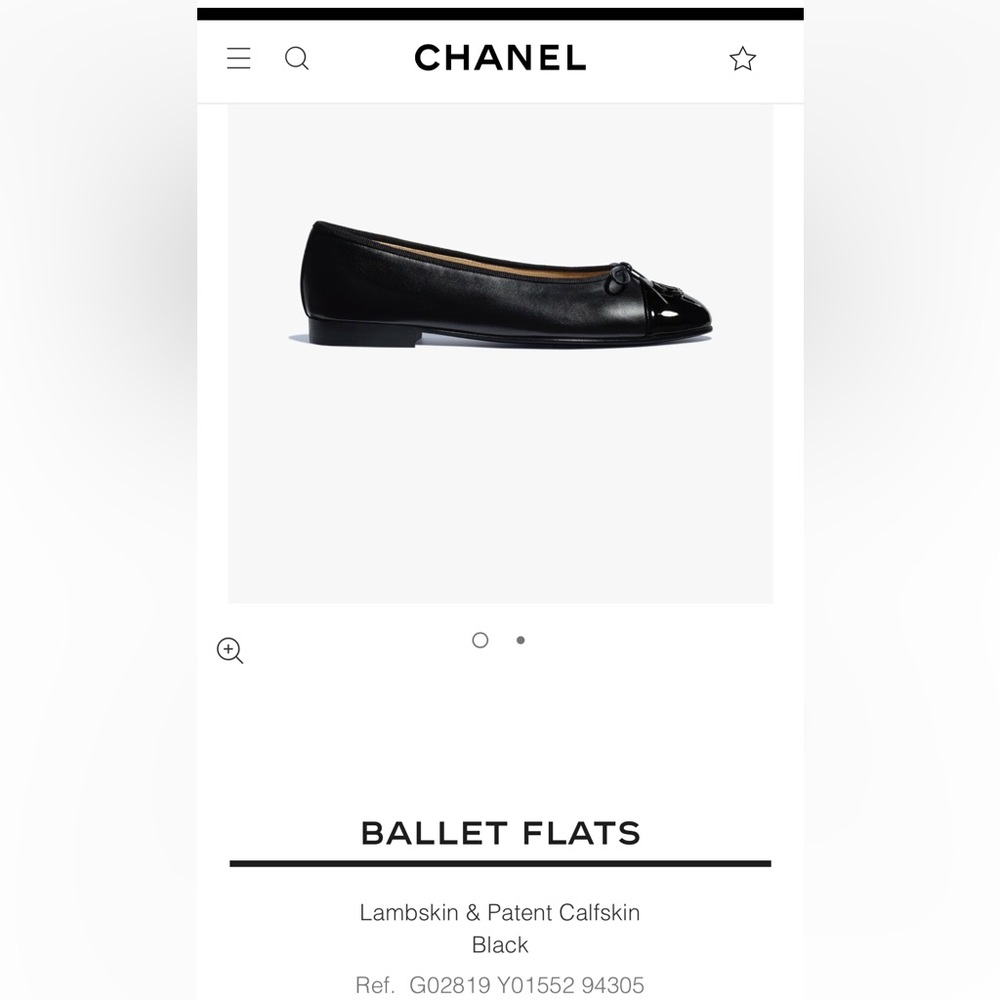Chanel Lambskin & Patent Calfskin Black Ballet Flats